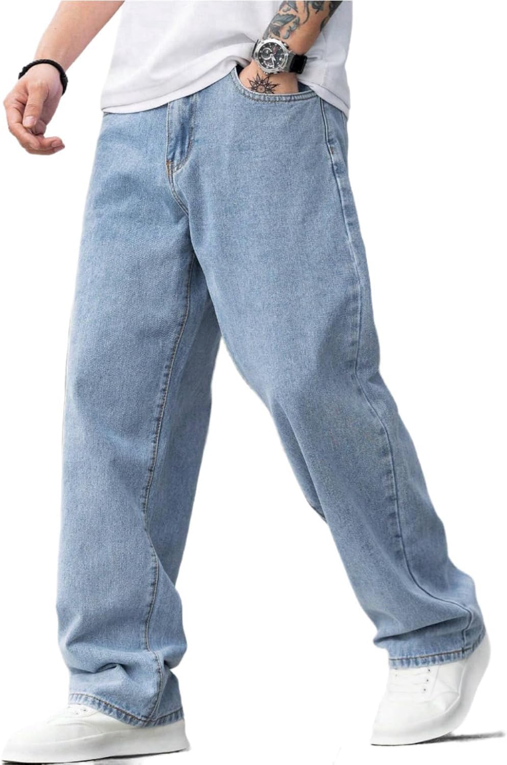 Baggy Jeans for Men Y2K Streetwear Vintage Wide Leg Loose Fit Denim Pants Hip Hop Skater Carpenter Jeans