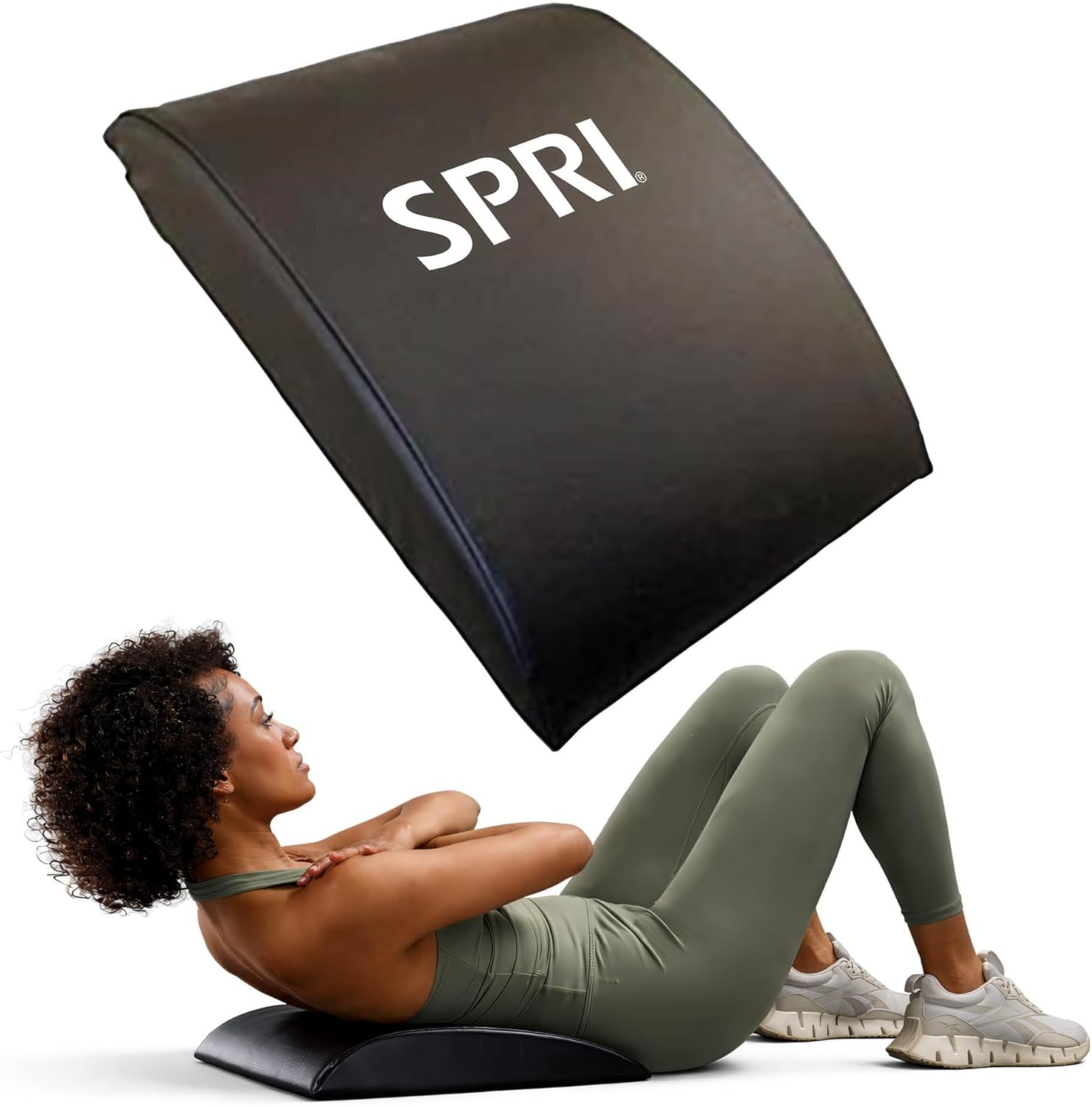 SPRI Ab Mat - Workout Mat Accessory for Abdominal Exercises, Sit-Ups, Crunches, Push-Ups, Core Training, and More - Portable Padded Shaped Mat with Curved Back Support for Toning Abs