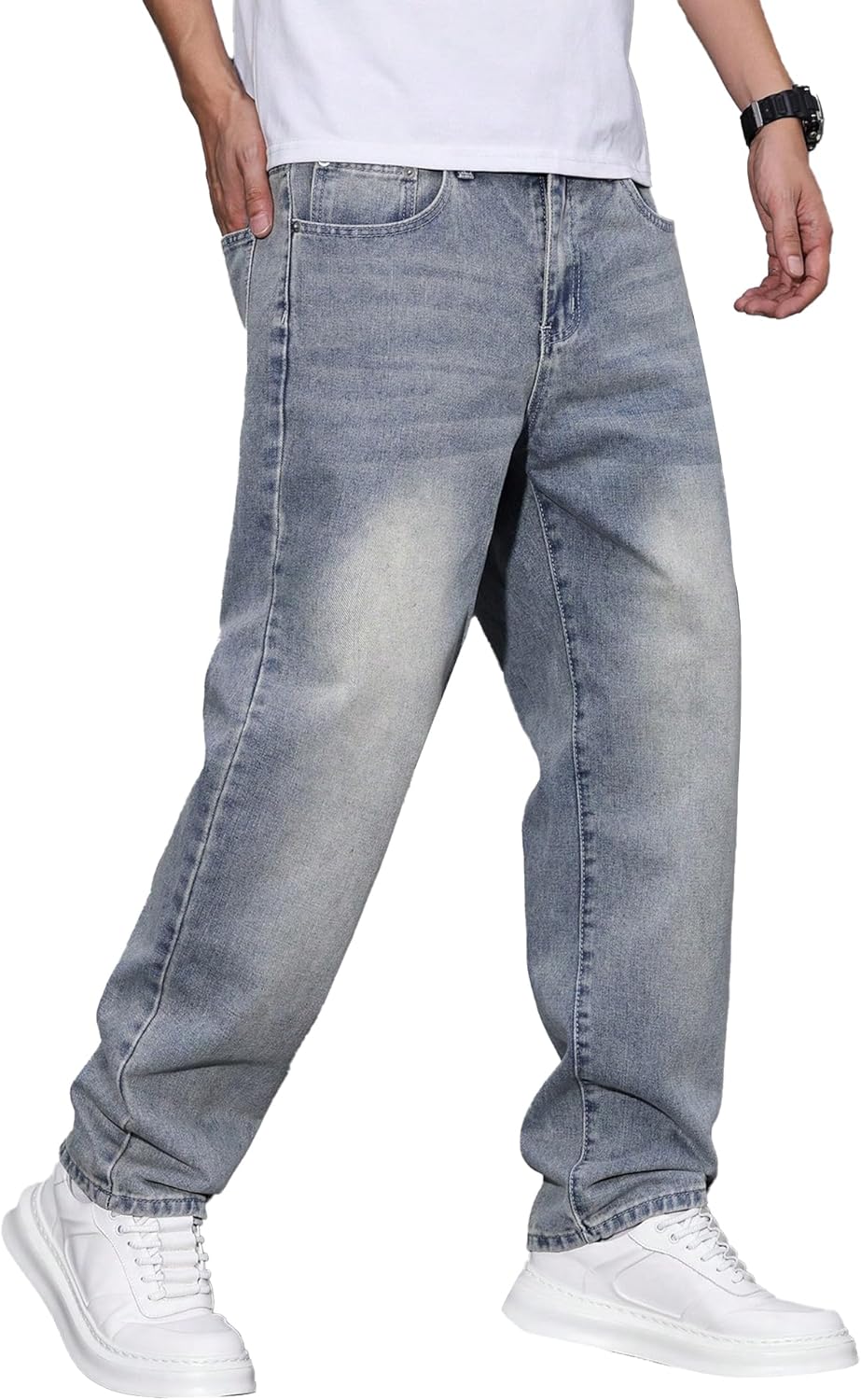JMIERR Mens Baggy Jeans Stretch Casual Loose Fit Jeans Streetwear Denim Pants