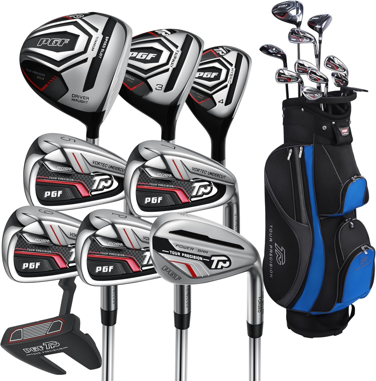 PGF Gold Tour Precision Complete Golf Club Package Set for Men & Women