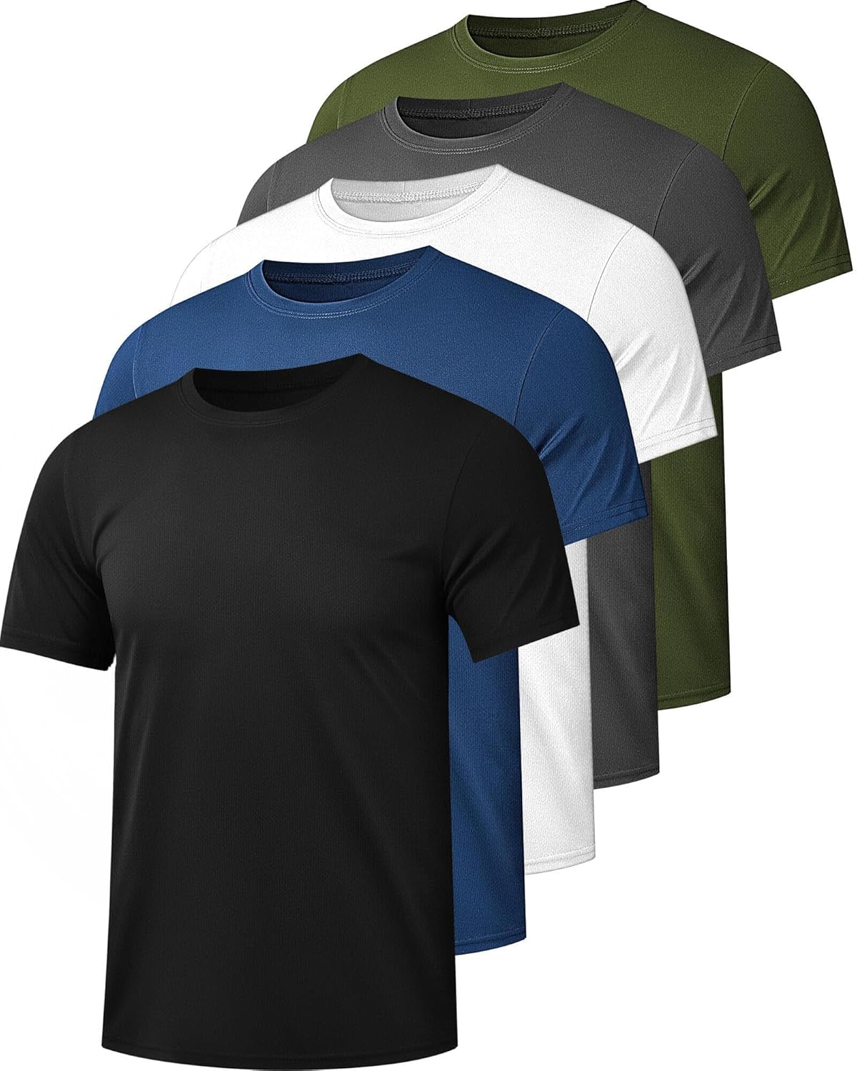 Kinglaman 1/5 Pack Mesh Workout Shirts for Men Dry Fit Gym Quick Dry Athletic Short Sleeve Sports T-Shirt Moisture Wicking